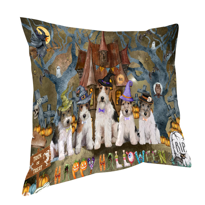 Wire Fox Terrier Pillow: Explore a Variety of Designs, Custom, Personalized, Pet Cushion for Sofa Couch Bed, Halloween Gift for Dog Lovers