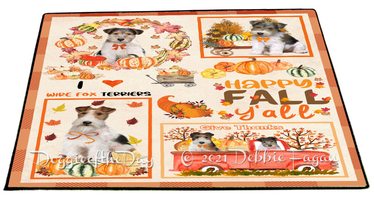 Happy Fall Y'all Pumpkin Wire Fox Terrier Dogs Indoor/Outdoor Welcome Floormat - Premium Quality Washable Anti-Slip Doormat Rug FLMS58801