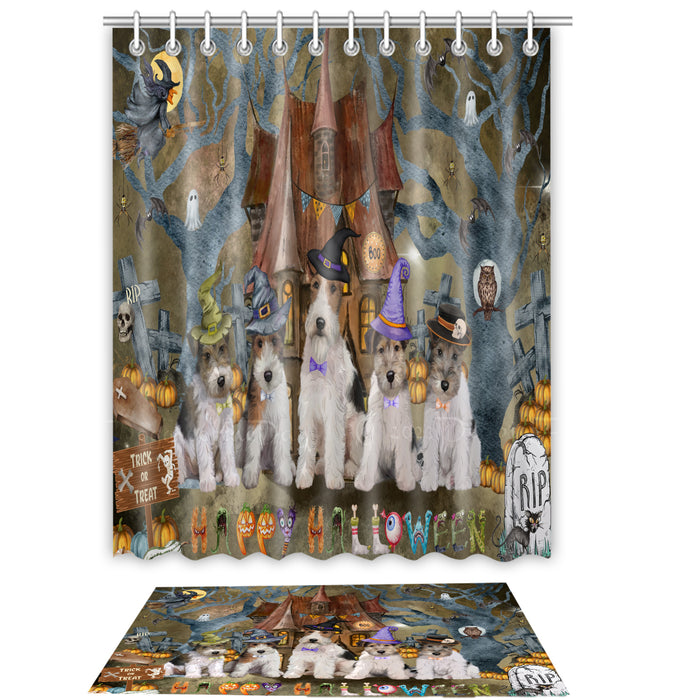 Wire Fox Terrier Shower Curtain & Bath Mat Set, Bathroom Decor Curtains with hooks and Rug, Explore a Variety of Designs, Personalized, Custom, Dog Lover's Gifts