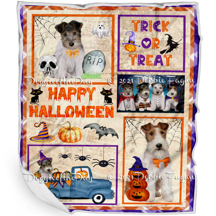 Happy Halloween Trick or Treat Wire Fox Terrier Dogs Blanket BLNKT143803