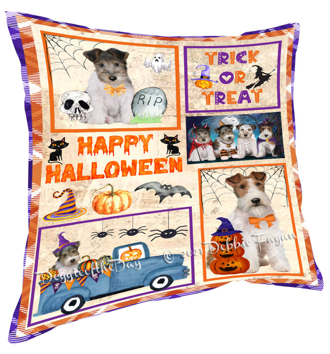 Happy Halloween Trick or Treat Wire Fox Terrier Dogs Pillow with Top Quality High-Resolution Images - Ultra Soft Pet Pillows for Sleeping - Reversible & Comfort - Ideal Gift for Dog Lover - Cushion for Sofa Couch Bed - 100% Polyester, PILA88420