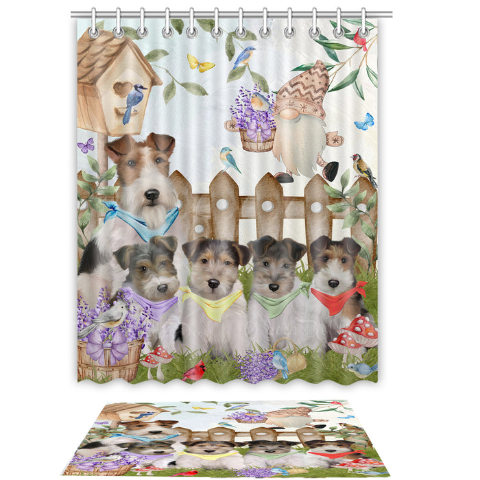 Wire Fox Terrier Shower Curtain & Bath Mat Set, Custom, Explore a Variety of Designs, Personalized, Curtains with hooks and Rug Bathroom Decor, Halloween Gift for Dog Lovers