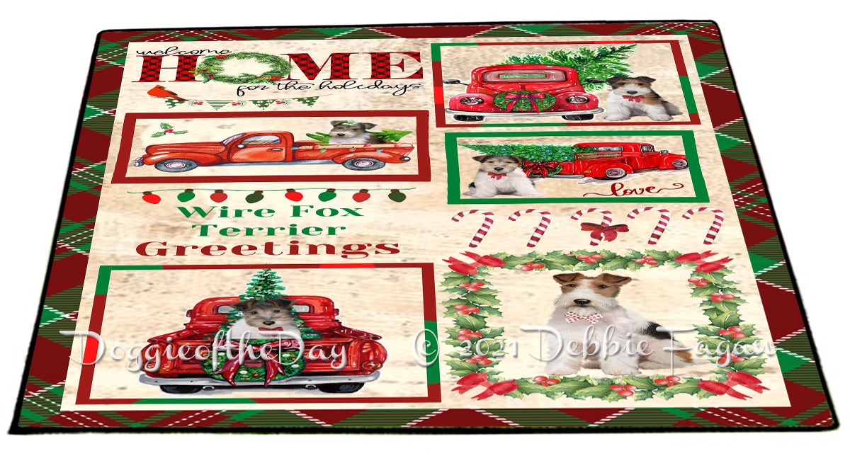 Welcome Home for Christmas Holidays Wire Fox Terrier Dogs Indoor/Outdoor Welcome Floormat - Premium Quality Washable Anti-Slip Doormat Rug FLMS57937