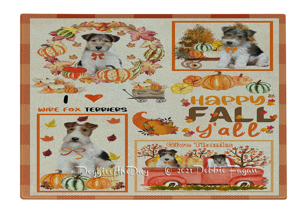 Happy Fall Y'all Pumpkin Wire Fox Terrier Dogs Cutting Board - Easy Grip Non-Slip Dishwasher Safe Chopping Board Vegetables C80050