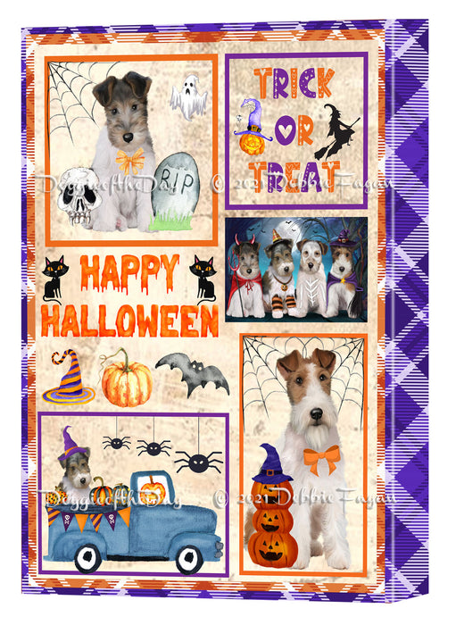 Happy Halloween Trick or Treat Wire Fox Terrier Dogs Canvas Wall Art Decor - Premium Quality Canvas Wall Art for Living Room Bedroom Home Office Decor Ready to Hang CVS151010