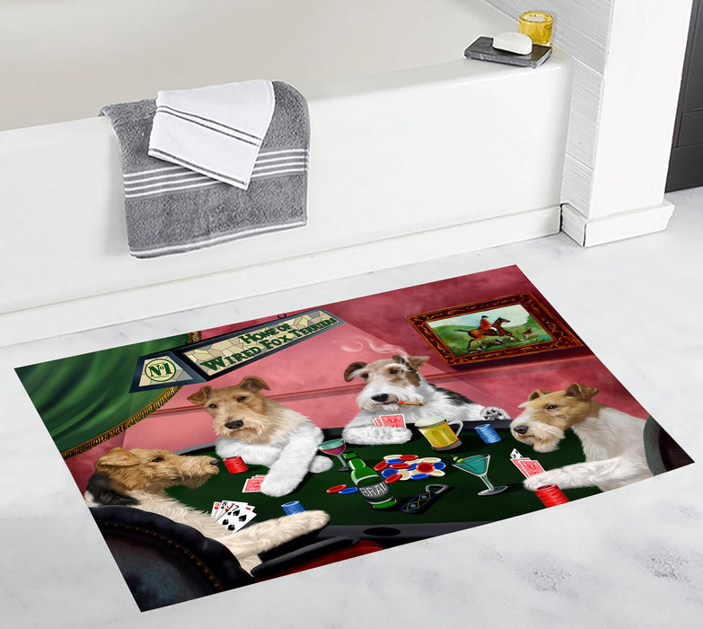 Home of  Wired Fox Terrier Dogs Playing Poker Bath Mat