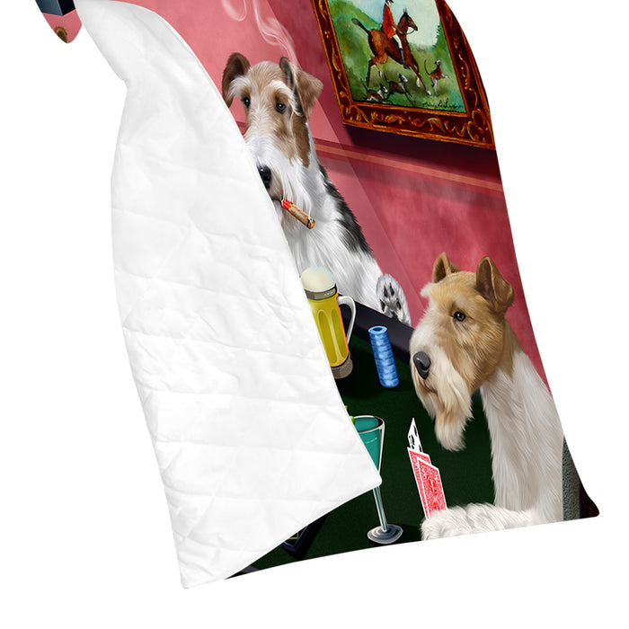 Home of  Wired Fox Terrier Dogs Playing Poker Quilt