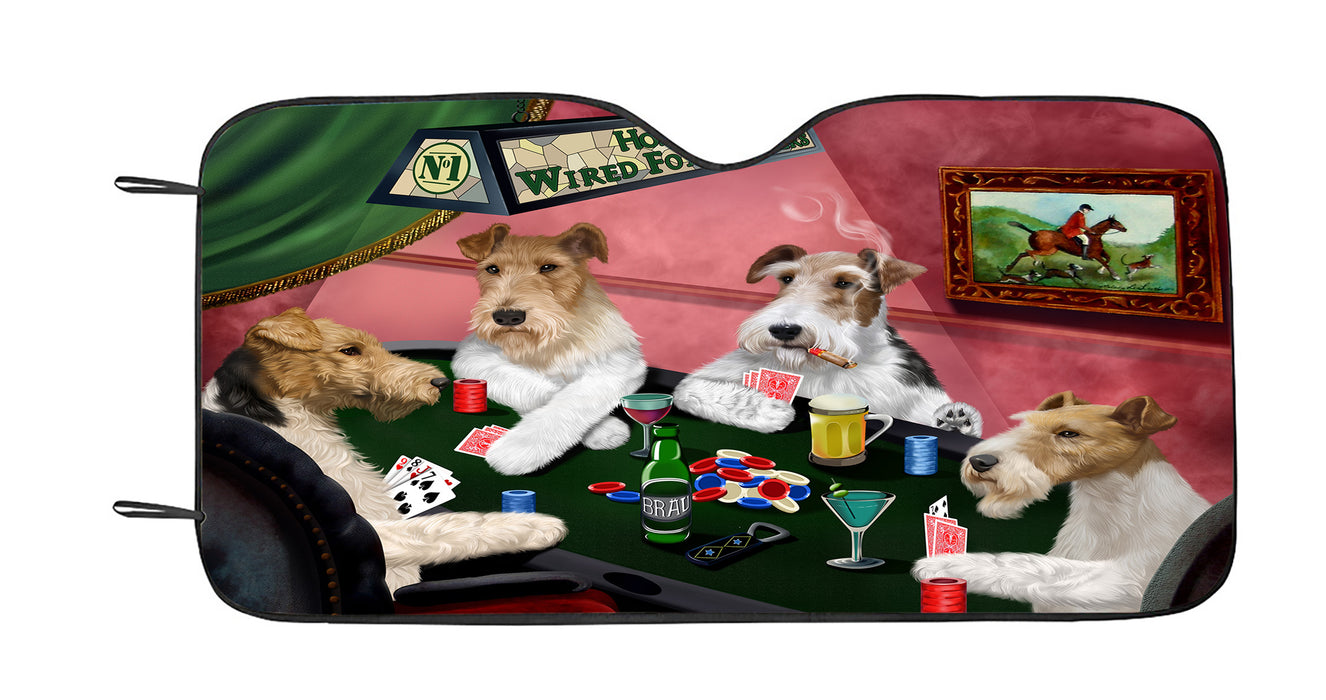 Home of  Wired Fox Terrier Dogs Playing Poker Car Sun Shade