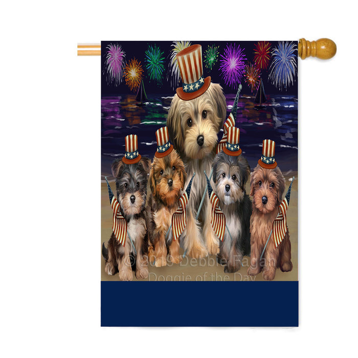 Personalized 4th of July Firework Yorkipoo Dogs Custom House Flag FLG-DOTD-A58225