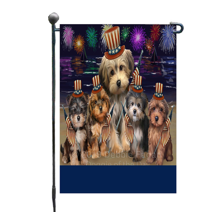 Personalized 4th of July Firework Yorkipoo Dogs Custom Garden Flags GFLG-DOTD-A58169