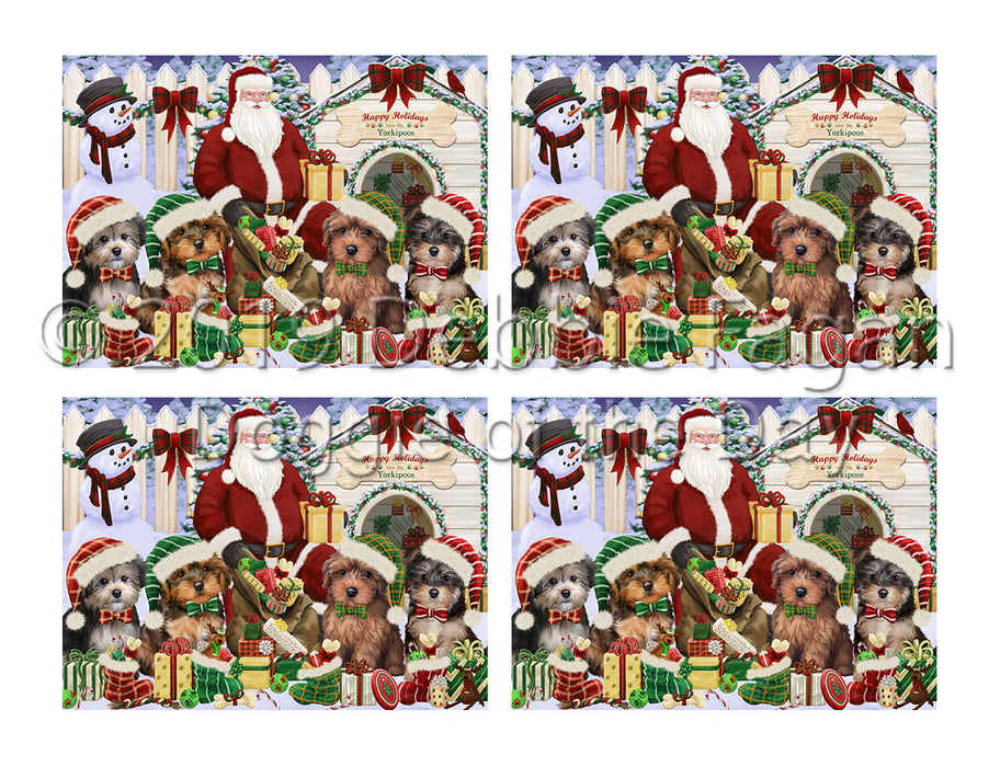 Happy Holidays Christmas Yorkipoo Dogs House Gathering Placemat
