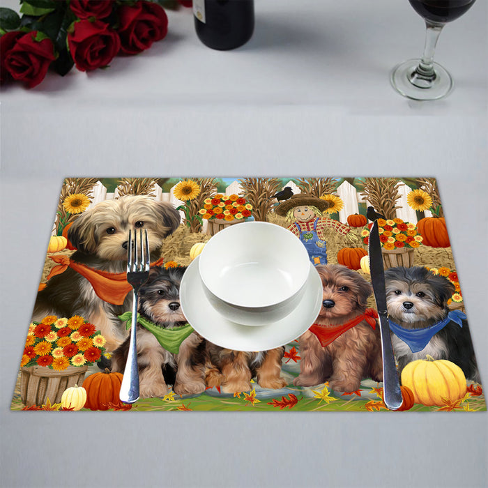Fall Festive Harvest Time Gathering Yorkipoo Dogs Placemat