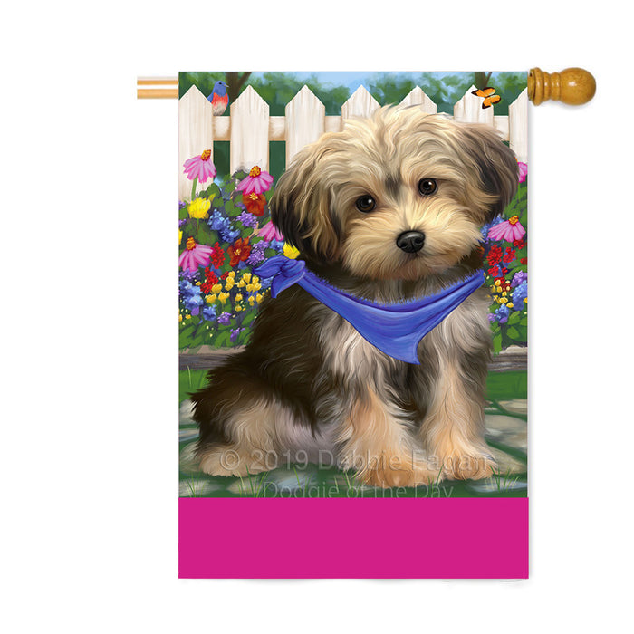 Personalized Spring Floral Yorkipoo Dog Custom House Flag FLG-DOTD-A63106
