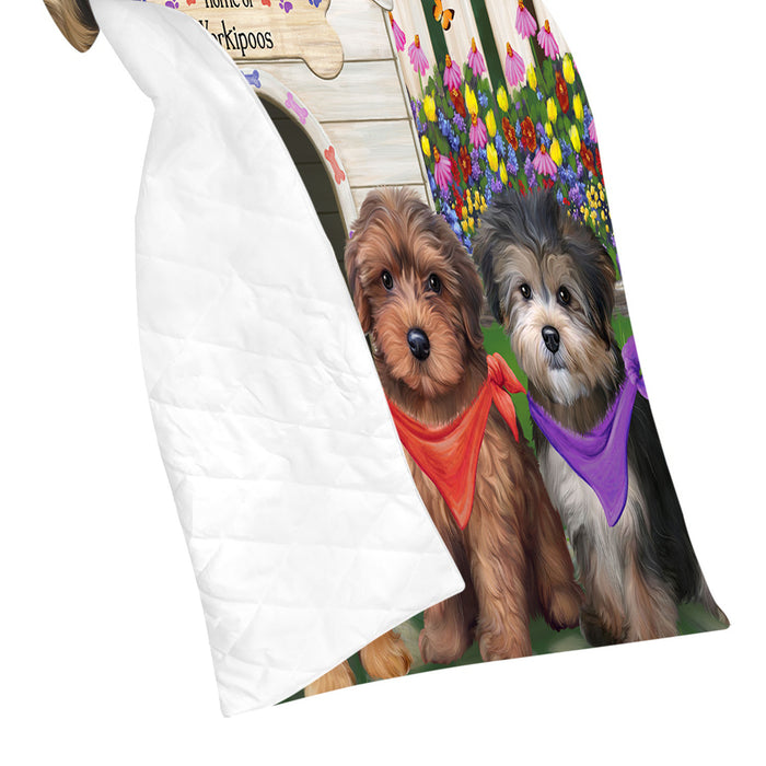 Spring Dog House Yorkipoo Dogs Quilt