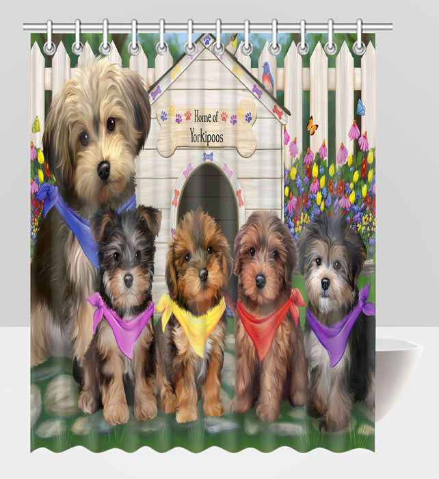 Spring Dog House Yorkipoo Dogs Shower Curtain