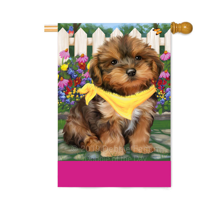 Personalized Spring Floral Yorkipoo Dog Custom House Flag FLG-DOTD-A63110