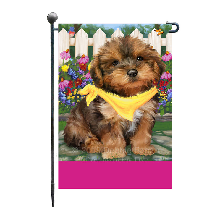 Personalized Spring Floral Yorkipoo Dog Custom Garden Flags GFLG-DOTD-A63054