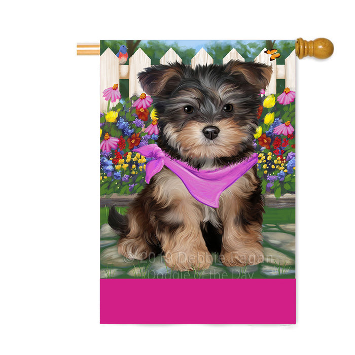 Personalized Spring Floral Yorkipoo Dog Custom House Flag FLG-DOTD-A63111