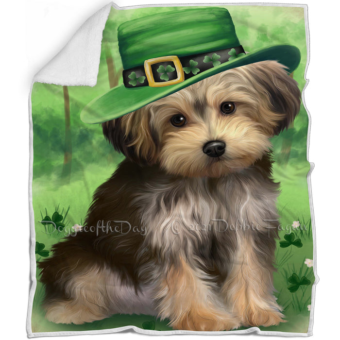 St. Patricks Day Irish Portrait Yorkipoo Dog Blanket BLNKT59367