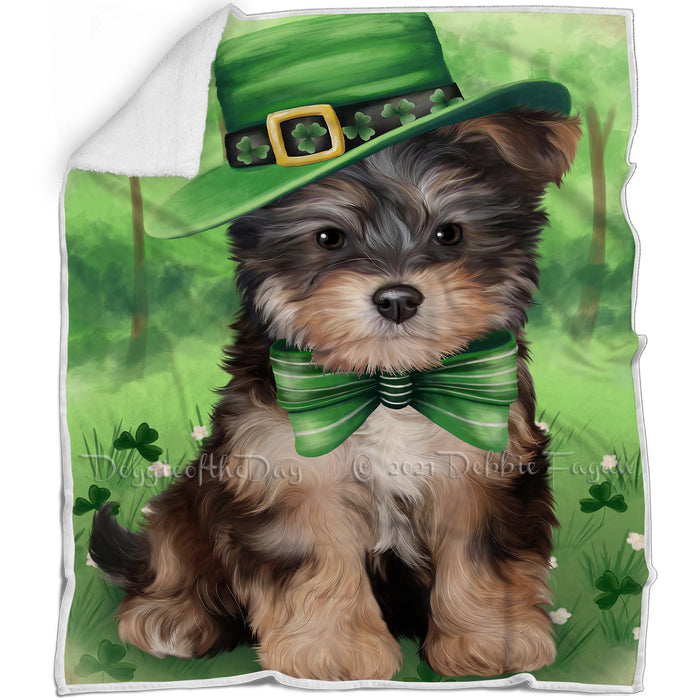 St. Patricks Day Irish Portrait Yorkipoo Dog Blanket BLNKT59385