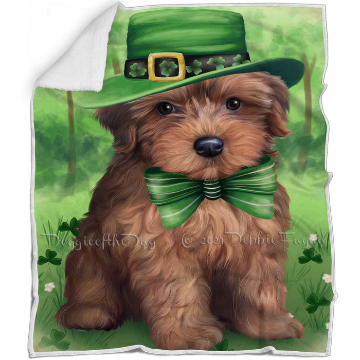 St. Patricks Day Irish Portrait Yorkipoo Dog Blanket BLNKT59403
