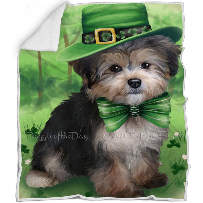 St. Patricks Day Irish Portrait Yorkipoo Dog Blanket BLNKT59412