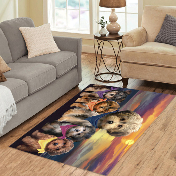 Family Sunset Portrait Yorkipoo Dogs Area Rug