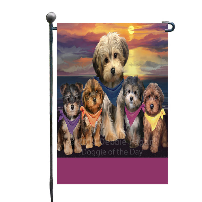 Personalized Family Sunset Portrait Yorkipoo Dogs Custom Garden Flags GFLG-DOTD-A60645