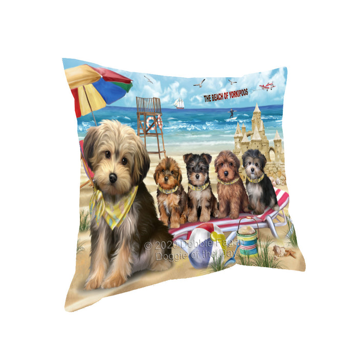 Pet Friendly Beach Yorkipoo Dogs Pillow with Top Quality High-Resolution Images - Ultra Soft Pet Pillows for Sleeping - Reversible & Comfort - Ideal Gift for Dog Lover - Cushion for Sofa Couch Bed - 100% Polyester