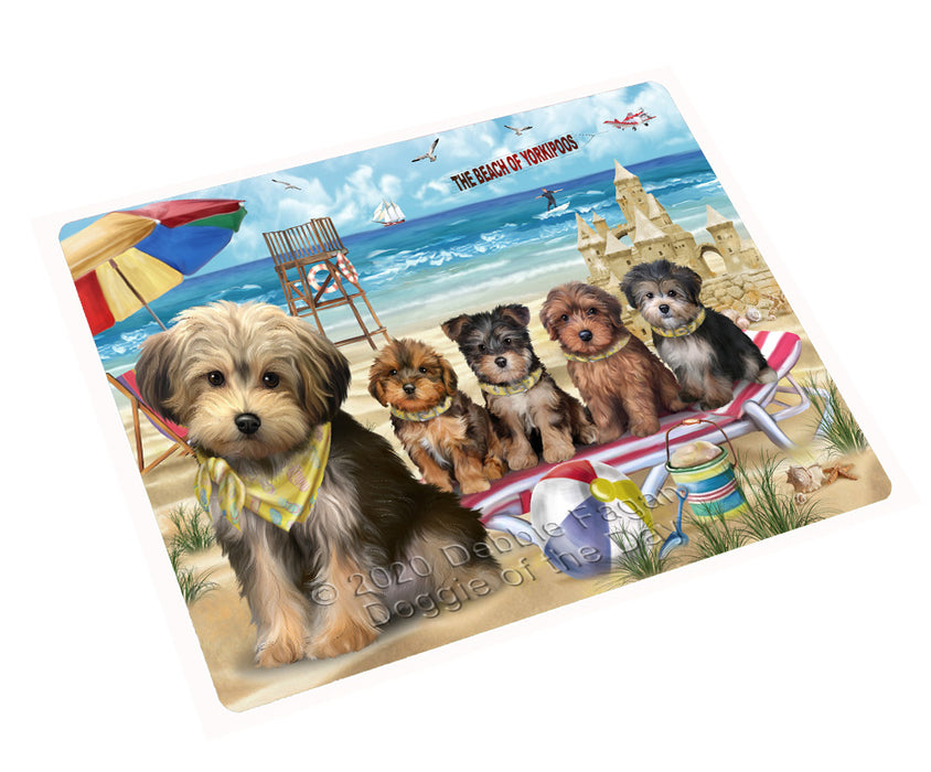 Pet Friendly Beach Yorkipoo Dogs Cutting Board - For Kitchen - Scratch & Stain Resistant - Designed To Stay In Place - Easy To Clean By Hand - Perfect for Chopping Meats, Vegetables