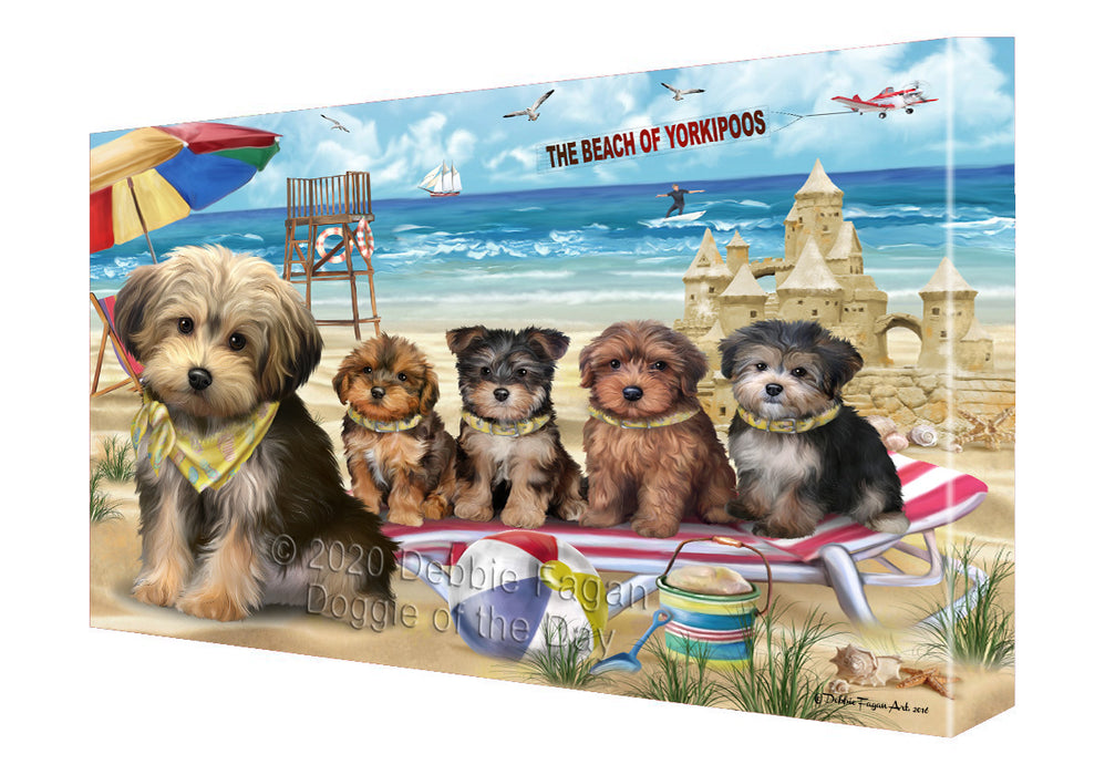 Pet Friendly Beach Yorkipoo Dogs Canvas Wall Art - Premium Quality Ready to Hang Room Decor Wall Art Canvas - Unique Animal Printed Digital Painting for Decoration