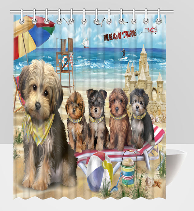 Pet Friendly Beach Yorkipoo Dogs Shower Curtain