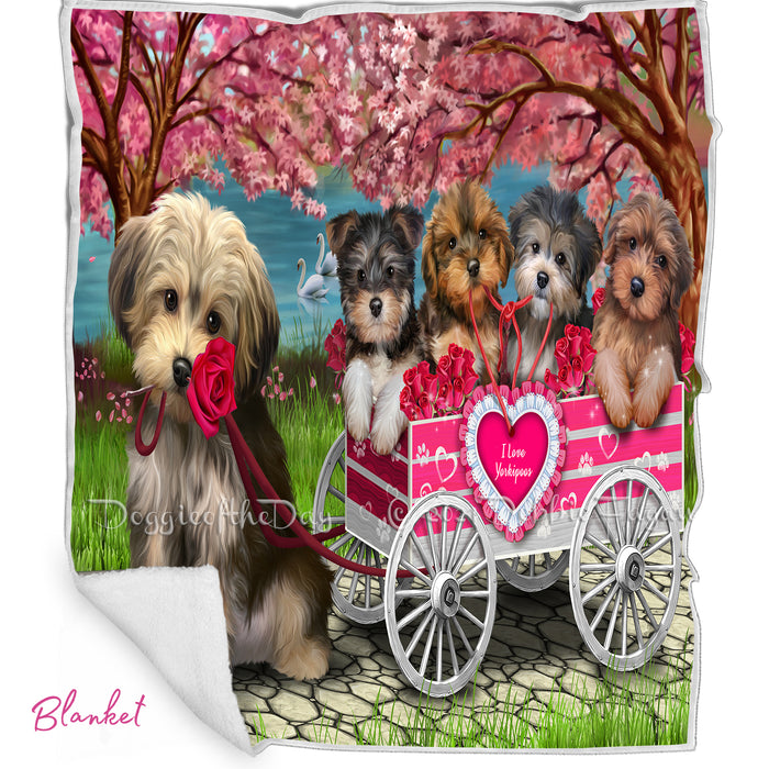 Mother's Day Gift Basket Yorkipoo Blanket, Pillow, Coasters, Magnet, Coffee Mug and Ornament