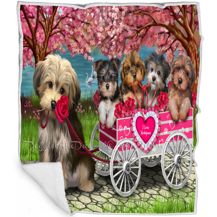 I Love Yorkipoos Dog in a Cart Blanket BLNKT49359