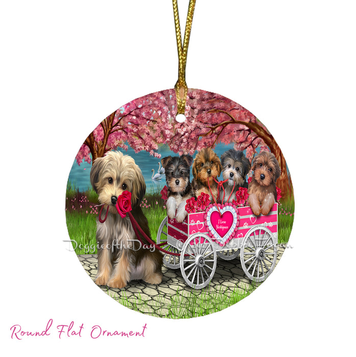 Mother's Day Gift Basket Yorkipoo Blanket, Pillow, Coasters, Magnet, Coffee Mug and Ornament