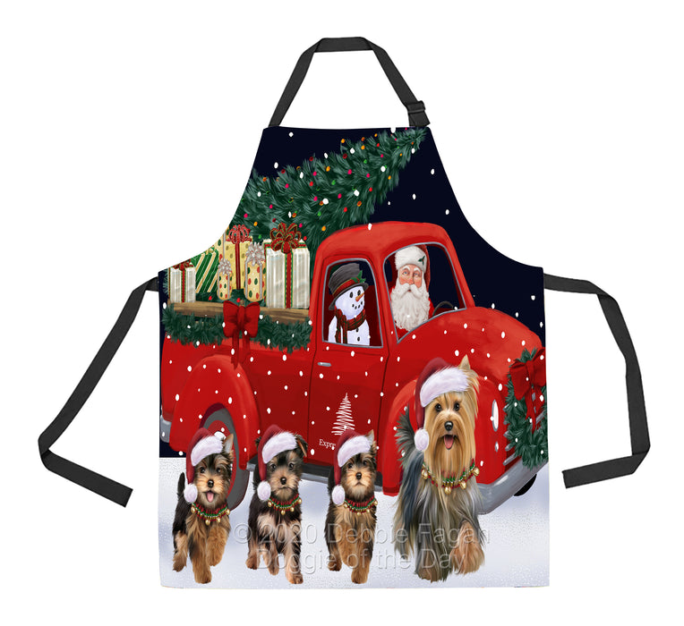 Christmas Express Delivery Red Truck Running Yorkshire Terrier Dogs Apron Apron-48166