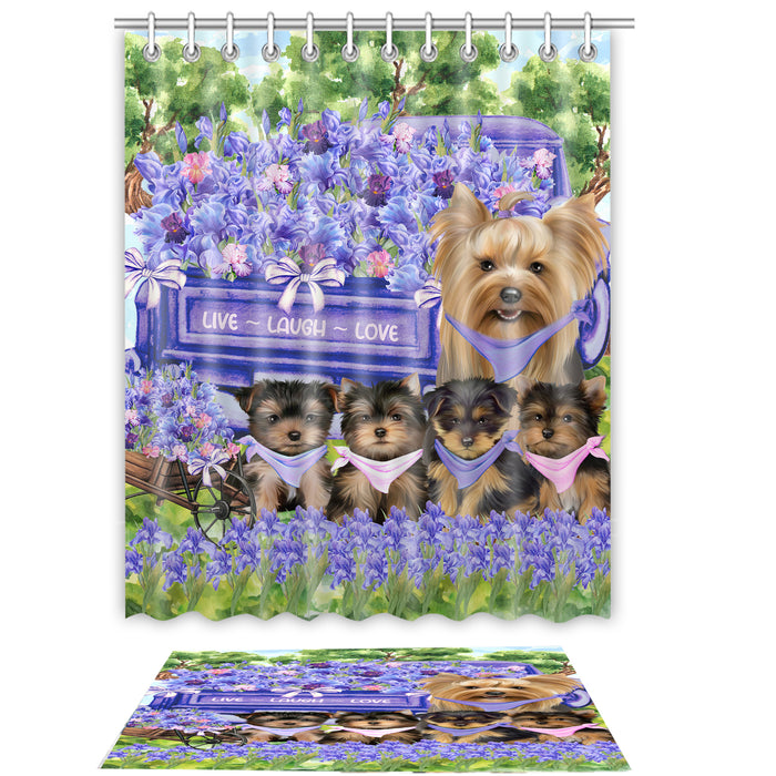 Yorkshire Terrier Shower Curtain with Bath Mat Set: Explore a Variety of Designs, Personalized, Custom, Curtains and Rug Bathroom Decor, Dog and Pet Lovers Gift