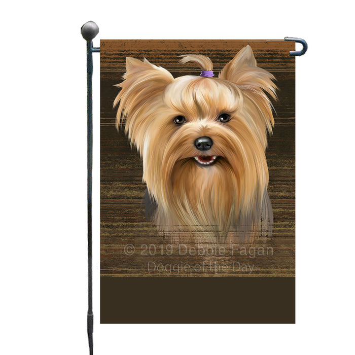 Personalized Rustic Yorkshire Terrier Dog Custom Garden Flag GFLG63677