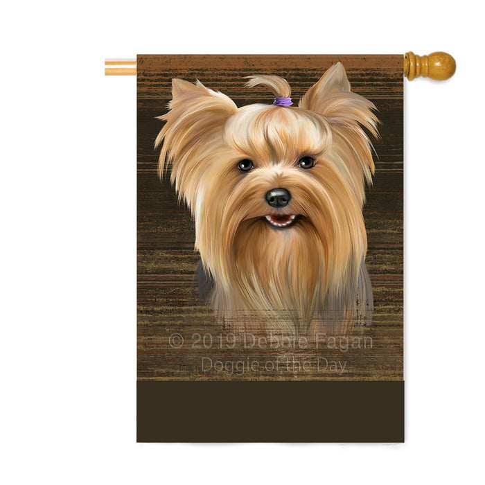Personalized Rustic Yorkshire Terrier Dog Custom House Flag FLG64754