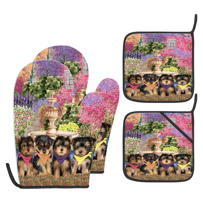 Yorkshire Terrier Oven Mitts and Pot Holder Set, Kitchen Gloves for Cooking with Potholders, Explore a Variety of Custom Designs, Personalized, Pet & Dog Gifts