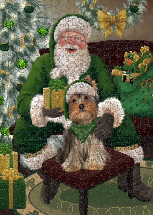 Christmas Irish Santa with Gift and Yorkshire Terrier Dog Puzzle with Photo Tin PUZL100644