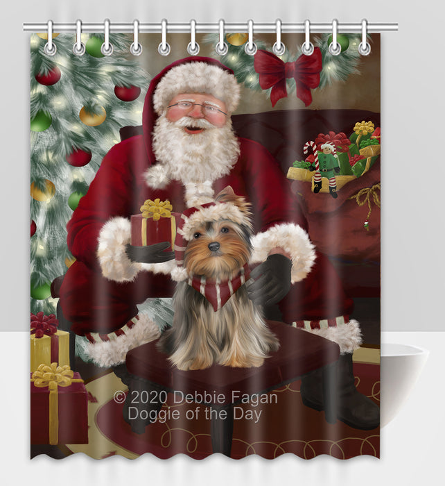 Santa's Christmas Surprise Yorkshire Terrier Dog Shower Curtain Bathroom Accessories Decor Bath Tub Screens SC294