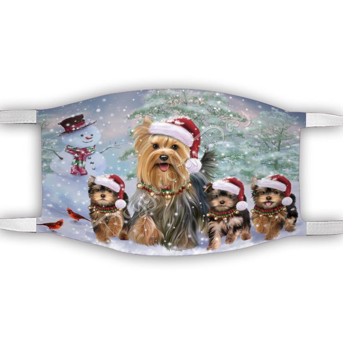 Christmas Running Fammily Yorkshire Terrier Dogs Face Mask FM48754
