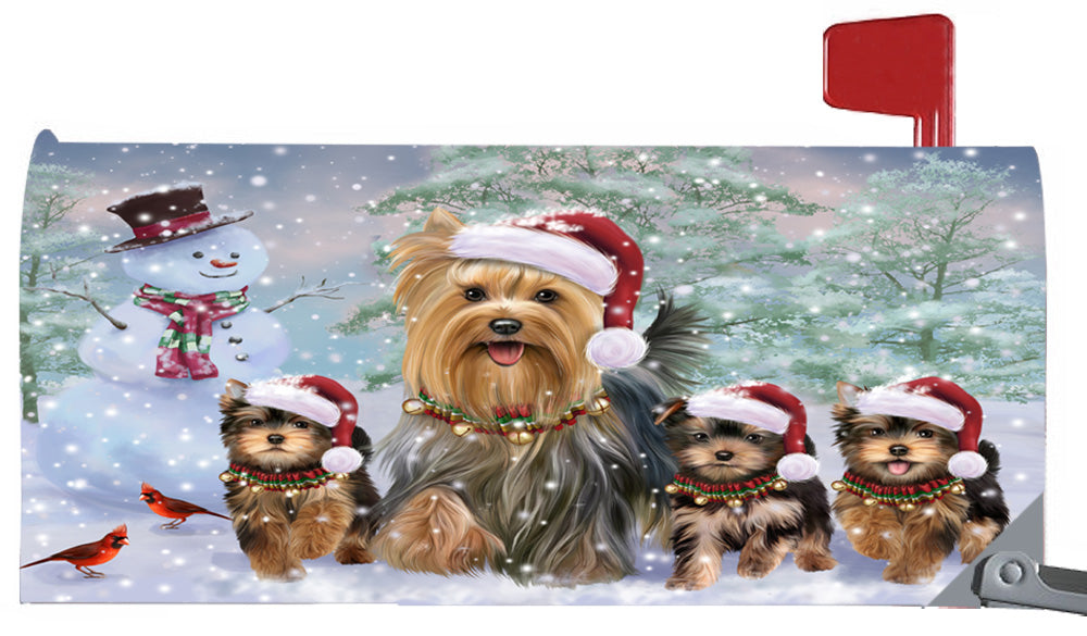 Magnetic Mailbox Cover Christmas Running Family Yorkshire Terriers Dogs MBC48277