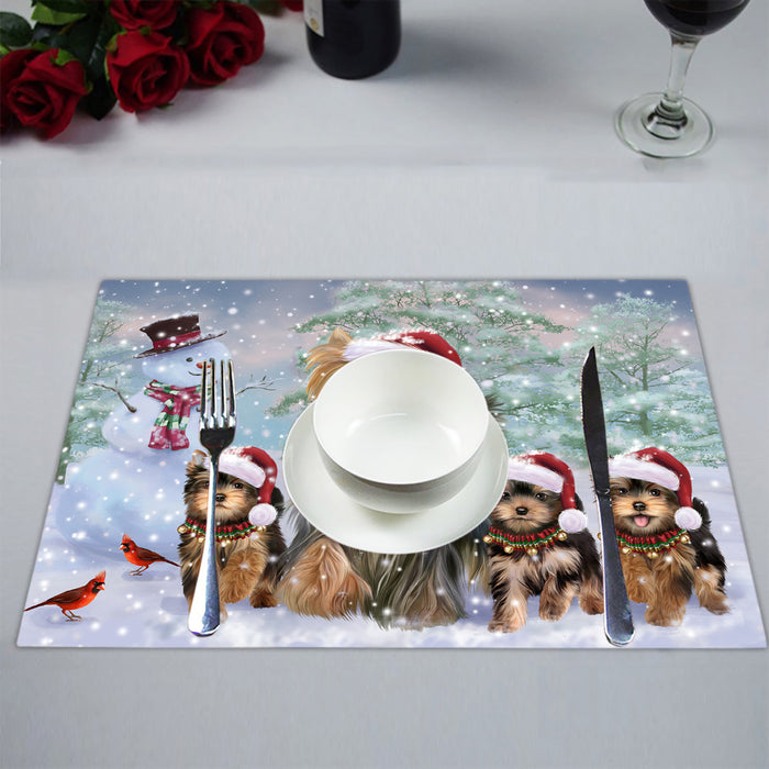 Christmas Running Fammily Yorkshire Dogs Placemat