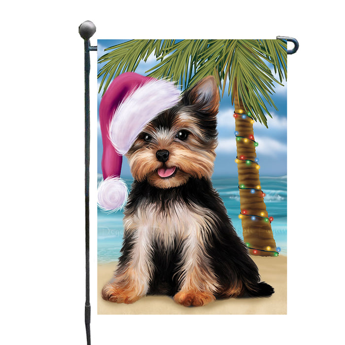 Christmas Summertime Beach Yorkshire Terrier Dog Garden Flags Outdoor Decor for Homes and Gardens Double Sided Garden Yard Spring Decorative Vertical Home Flags Garden Porch Lawn Flag for Decorations GFLG69047