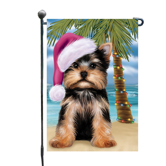 Christmas Summertime Beach Yorkshire Terrier Dog Garden Flags Outdoor Decor for Homes and Gardens Double Sided Garden Yard Spring Decorative Vertical Home Flags Garden Porch Lawn Flag for Decorations GFLG69048
