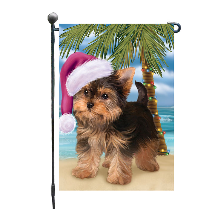 Christmas Summertime Beach Yorkshire Terrier Dog Garden Flags Outdoor Decor for Homes and Gardens Double Sided Garden Yard Spring Decorative Vertical Home Flags Garden Porch Lawn Flag for Decorations GFLG69049
