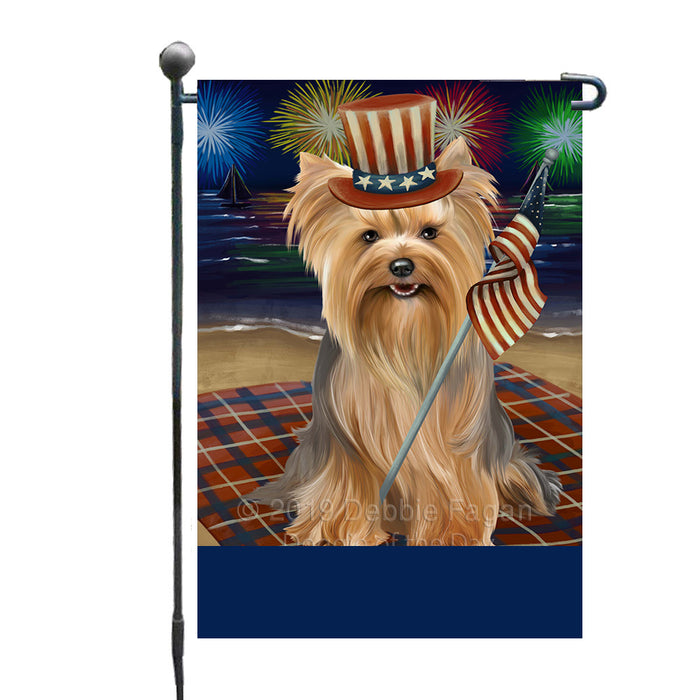 Personalized 4th of July Firework Yorkshire Terrier Dog Custom Garden Flags GFLG-DOTD-A58176