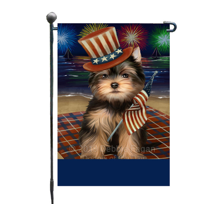 Personalized 4th of July Firework Yorkshire Terrier Dog Custom Garden Flags GFLG-DOTD-A58178